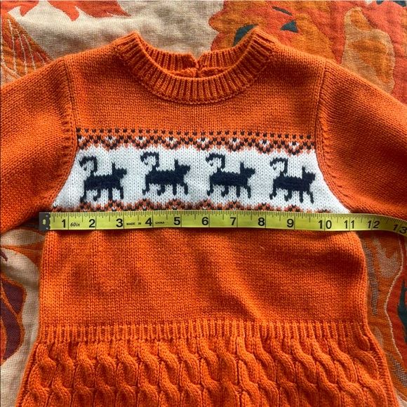 Orange with black cats knit sweater dress - size 2T-3T - Picture 8 of 9